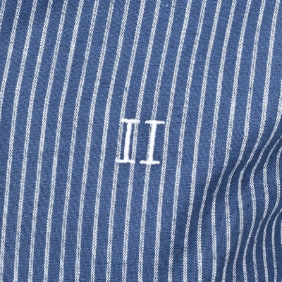 Shop Les Deux Short Sleeved Simon Striped Shirt Navy