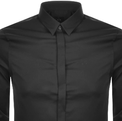 Shop Armani Exchange Long Sleeved Slim Fit Shirt Black