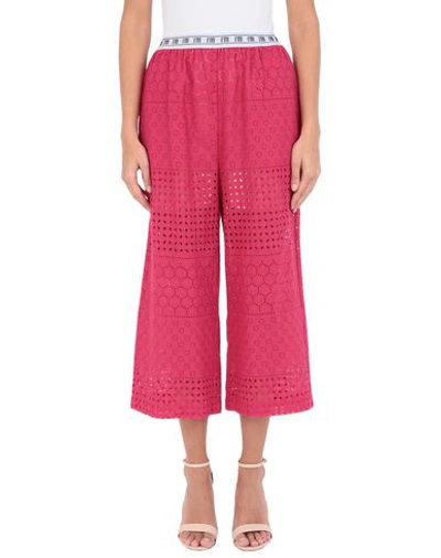 Shop I'm Isola Marras Pantalone Sangallo Woman Cropped Pants Fuchsia Size 4 Cotton In Pink