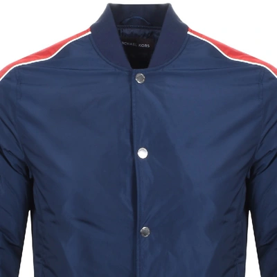 Shop Michael Kors Stripe Baseball Jacket Navy