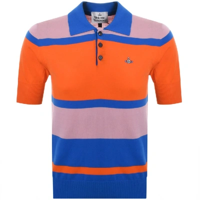 Shop Vivienne Westwood Knitted Polo T Shirt Blue