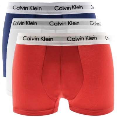 Shop Calvin Klein Underwear 3 Pack Boxer Trunks White In Red