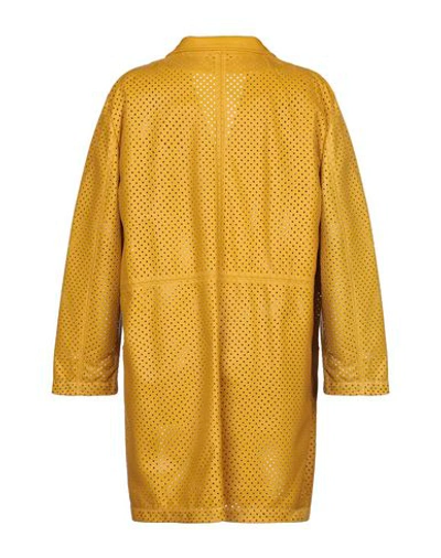 Shop Simonetta Ravizza Woman Coat Ocher Size 4 Shearling In Yellow
