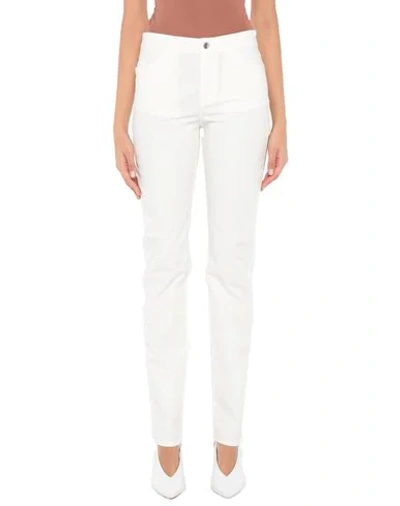 Shop Emporio Armani Woman Pants White Size 35 Cotton, Polyester, Elastane