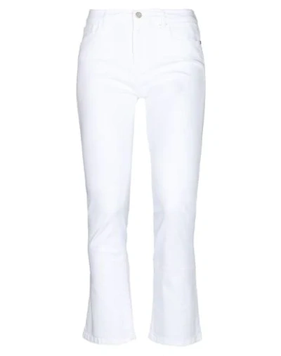 Shop Manila Grace Woman Denim Pants White Size 30 Cotton, Elastane