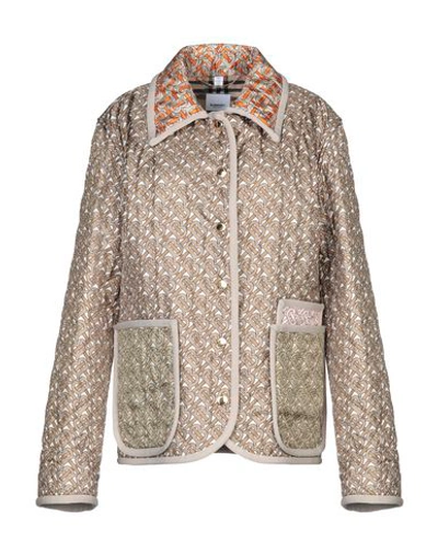 Shop Burberry Woman Jacket Khaki Size 6 Silk