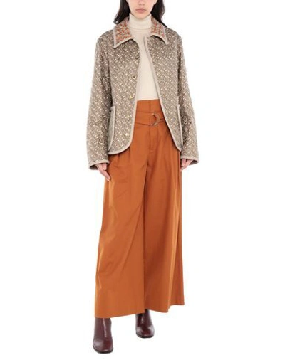 Shop Burberry Woman Jacket Khaki Size 6 Silk