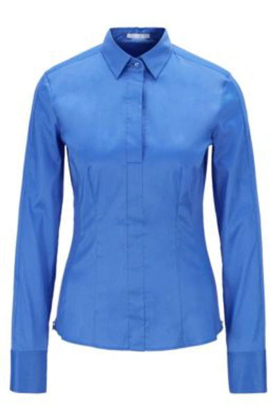 Shop Hugo Boss Slim-fit Blouse With Darted Seam Detail In Blue
