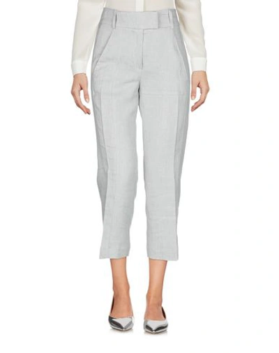 Shop Dondup Cropped Pants & Culottes In Light Grey