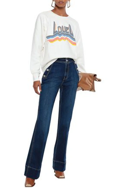 Shop Current Elliott The Bosun Printed French Cotton-terry Sweatshirt In White