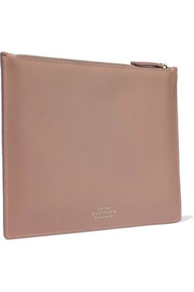 Shop Smythson Piccadilly Perforated Leather Pouch In Antique Rose