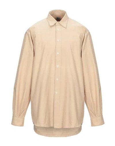Shop Age Solid Color Shirt In Beige