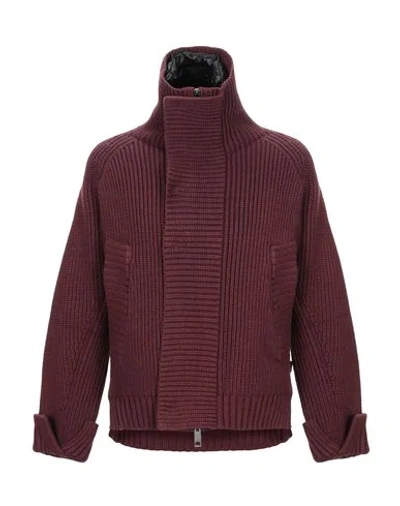 Shop Burberry Synthetic Down Jackets In Maroon