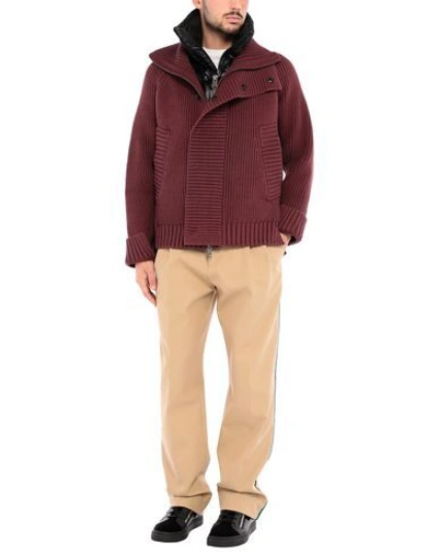 Shop Burberry Synthetic Down Jackets In Maroon
