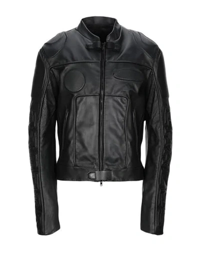 Shop Juunj Leather Jacket In Black
