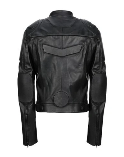 Shop Juunj Leather Jacket In Black