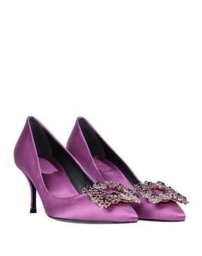 Roger Vivier Woman Pumps Mauve Size 11 Textile Fibers In Purple