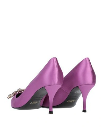 Roger Vivier Woman Pumps Mauve Size 11 Textile Fibers In Purple