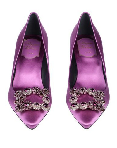 Roger Vivier Woman Pumps Mauve Size 11 Textile Fibers In Purple