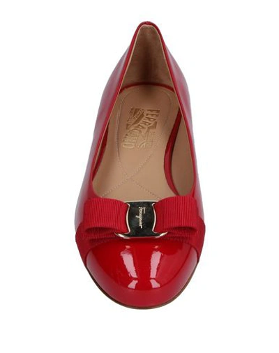 Ferragamo Barabou Patent Leather Ballet Flats In Red