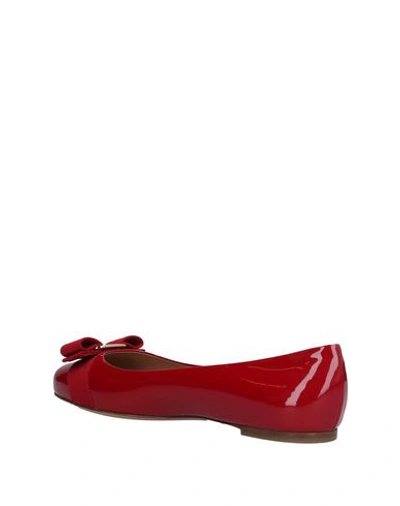 Ferragamo Barabou Patent Leather Ballet Flats In Red