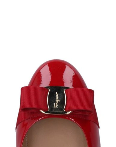 Ferragamo Barabou Patent Leather Ballet Flats In Red