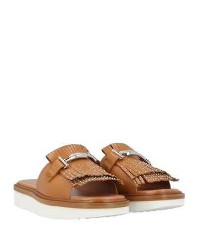 Shop Tod's Woman Sandals Tan Size 7 Soft Leather In Brown