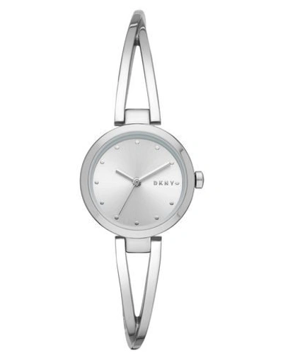 Shop Dkny Woman Wrist Watch Silver Size - Stainless Steel