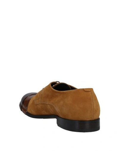 Shop Attimonelli's Man Lace-up Shoes Camel Size 9 Soft Leather In Beige