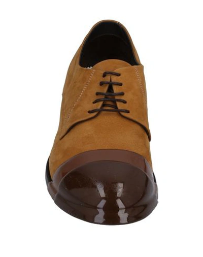Shop Attimonelli's Man Lace-up Shoes Camel Size 9 Soft Leather In Beige