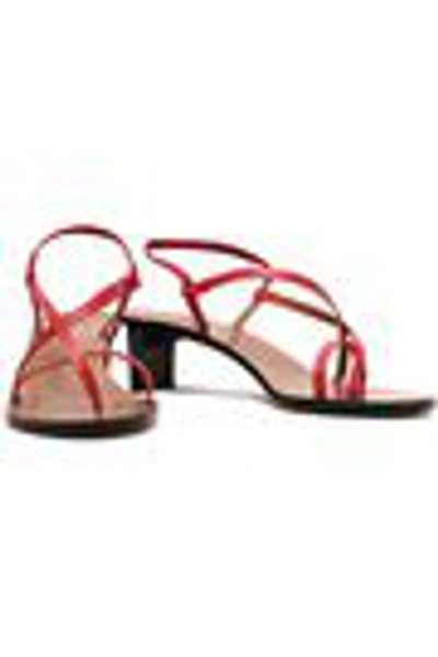 Shop Atp Atelier Nashi Leather Sandals In Red