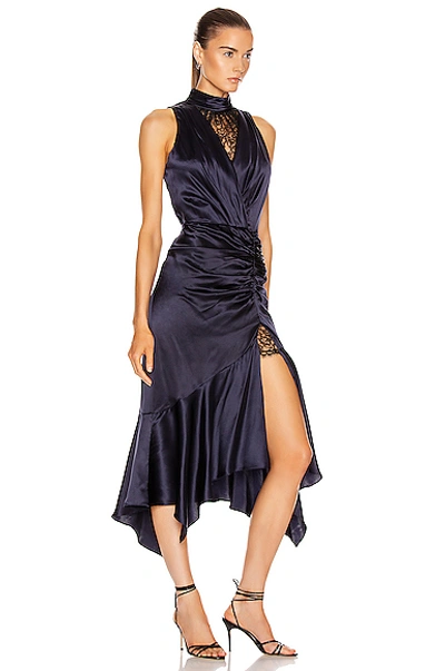 Shop Jonathan Simkhai Lace Slit Dress In Midnight & Black