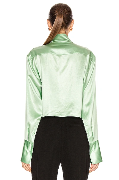 Shop Alexander Wang T T By Alexander Wang Wet Shine Wash & Go Cropped Button Down In Green In Mint