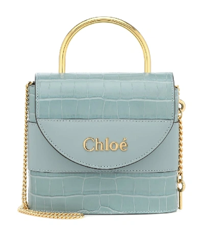 Shop Chloé Aby Lock Small Leather Shoulder Bag In Blue