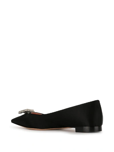 Shop Rochas Embellished Logo Ballerina Shoes In Black