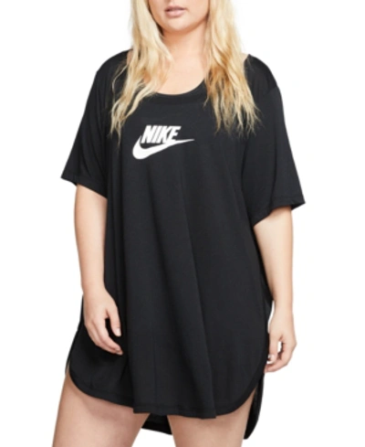 Shop Nike Plus Size Sportswear Essential Futura Tunic In Lavendar Mist/white