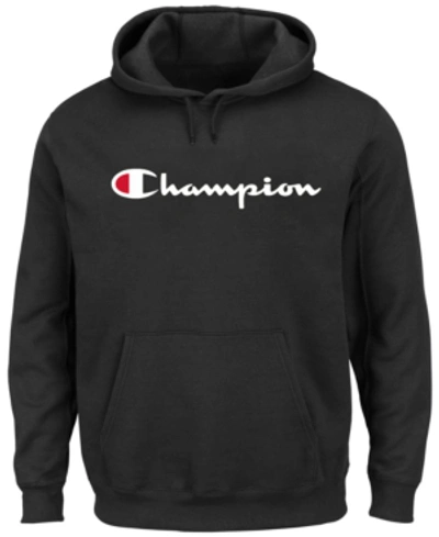 Shop Champion Men's Big & Tall Logo Powerblend Fleece Hoodie In Black