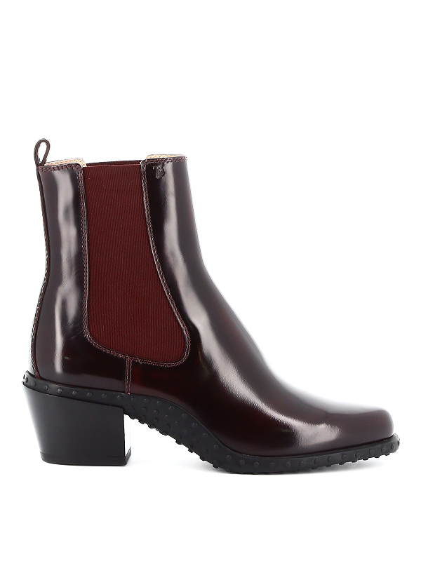 burgundy patent chelsea boots