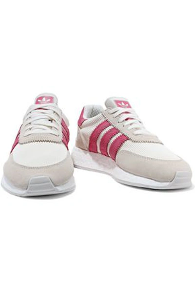Shop Adidas Originals I-5923 Leather And Suede-trimmed Ribbed-knit Sneakers In Ecru