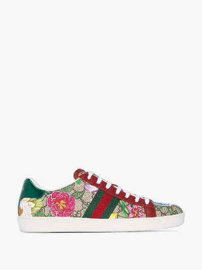 Shop Gucci Sneakers Mit Print In Nude