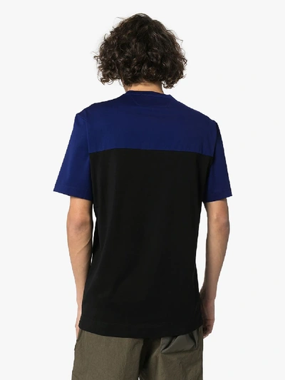 Shop Z Zegna Logo Print Two Tone Cotton T-shirt In Blue