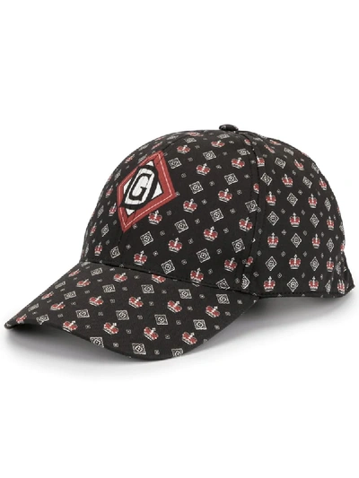 Shop Dolce & Gabbana Crown Print Baseball Cap In Black