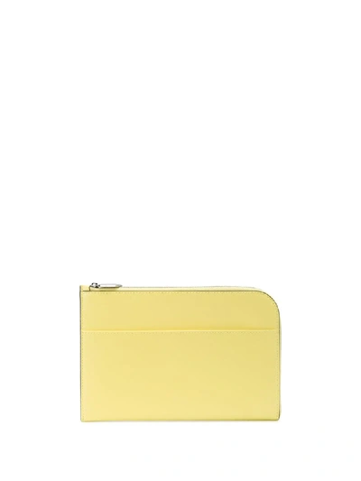 Shop Ganni Zip Around Purse In Yellow