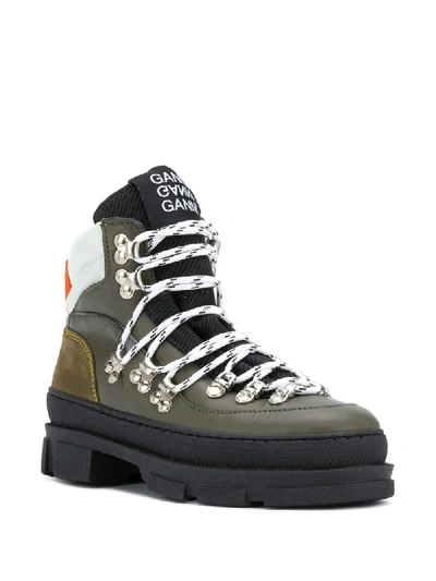 Shop Ganni Sporty Hiking Boots In Green