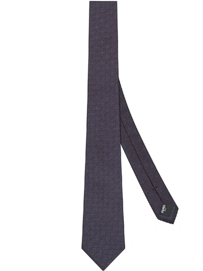 Shop Fendi Ff Motif Patterned Tie In Blue