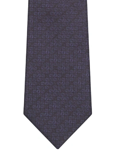 Shop Fendi Ff Motif Patterned Tie In Blue