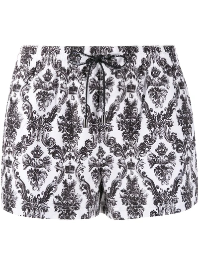Shop Dolce & Gabbana Paisley Print Swim Shorts In White