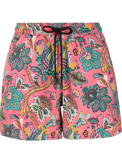 Shop Etro Paisley Pattern Swim Shorts In Pink
