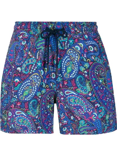 Shop Etro Paisley Pattern Swim Shorts In Blue