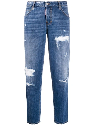 Shop Dsquared2 Hockney Cropped Jeans In Blue